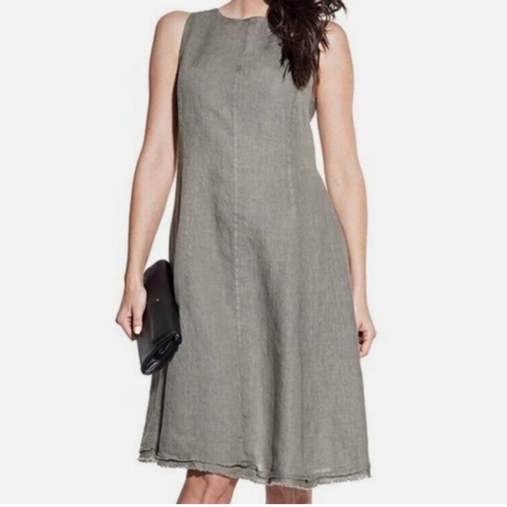 NWT! Piazza Del Tempio 100% Linen Sleeveless A-Line Dress in Natural